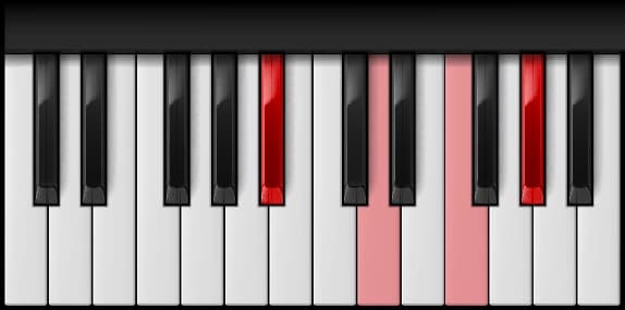 A♯ Dominant 7th on the piano — Notes: A♯ – D – F – G♯