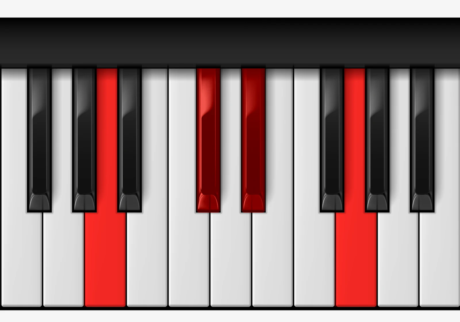 A 7♭5 piano chord, root position — A, C#, Eb, G