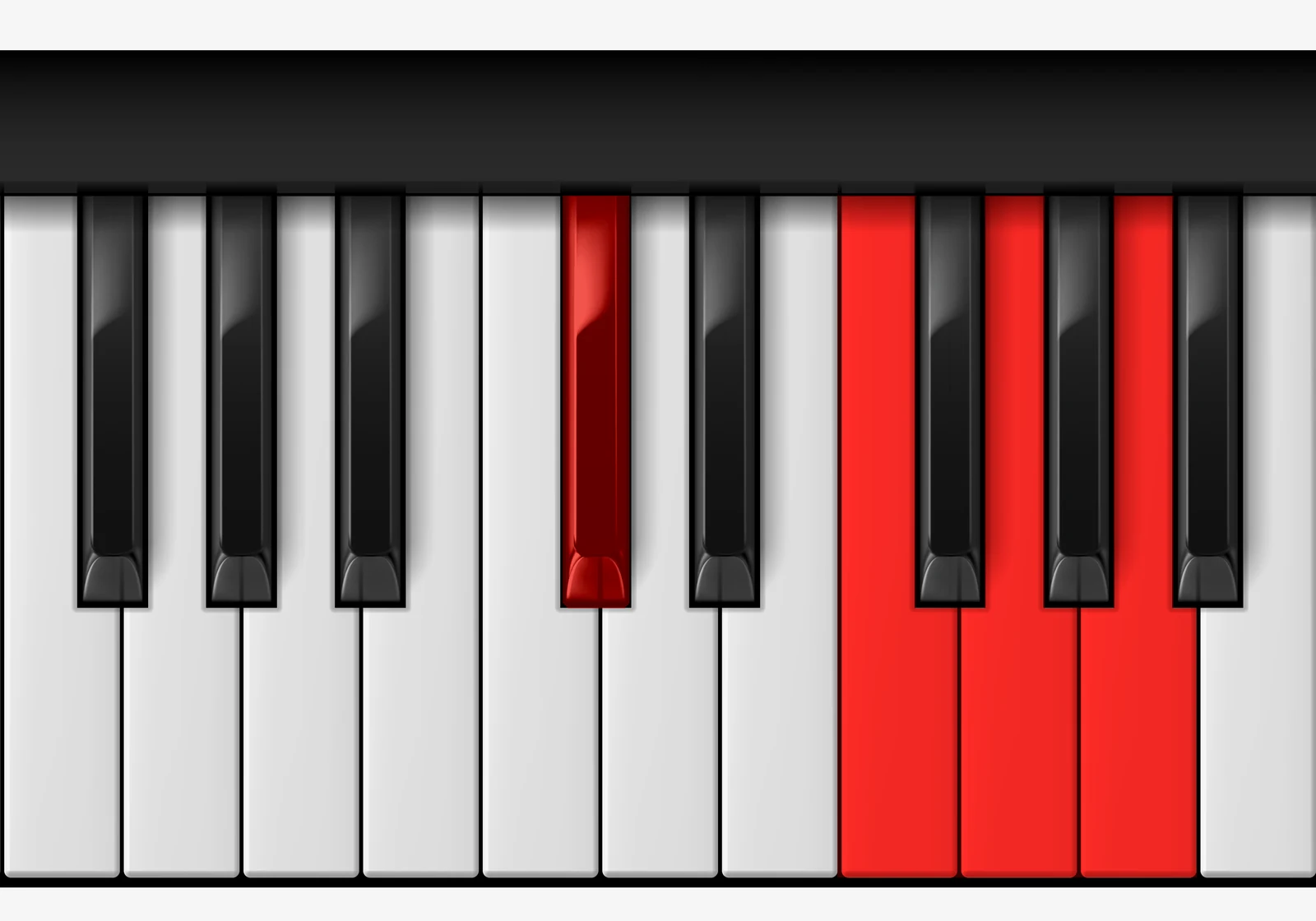A 7♯5 piano chord, 1st inversion — C#, F, G, A