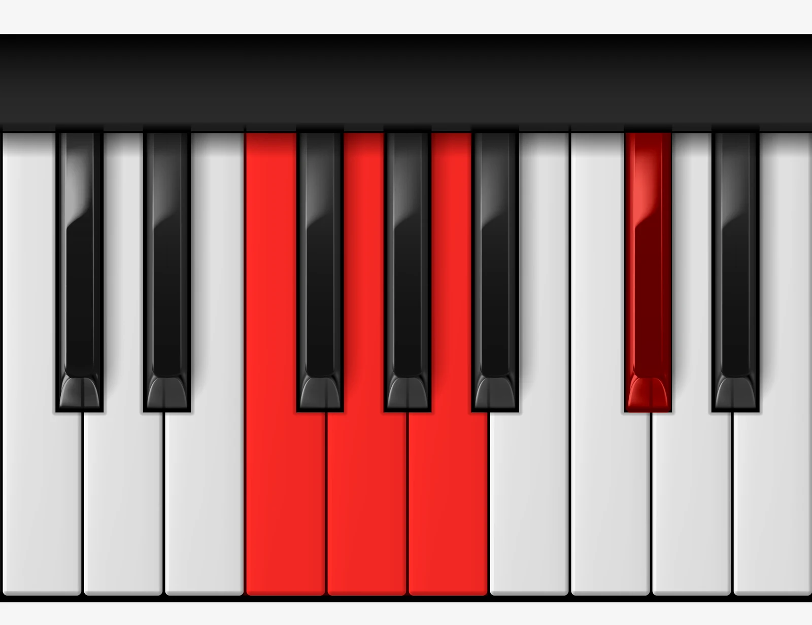 A 7♯5 piano chord, 2nd inversion — F, G, A, C#