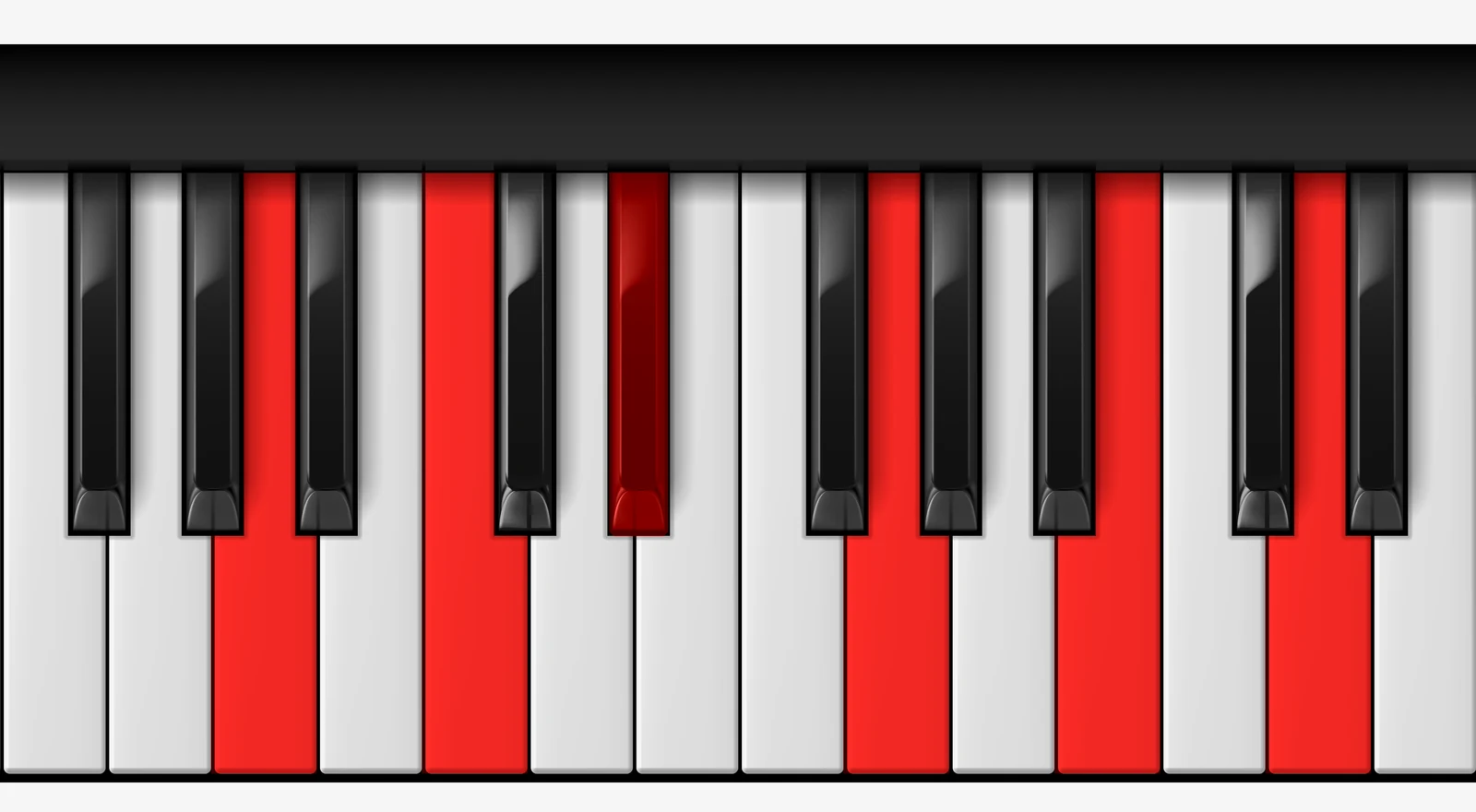 A mi11♭5 piano chord, root position — A, C, Eb, G, B, D