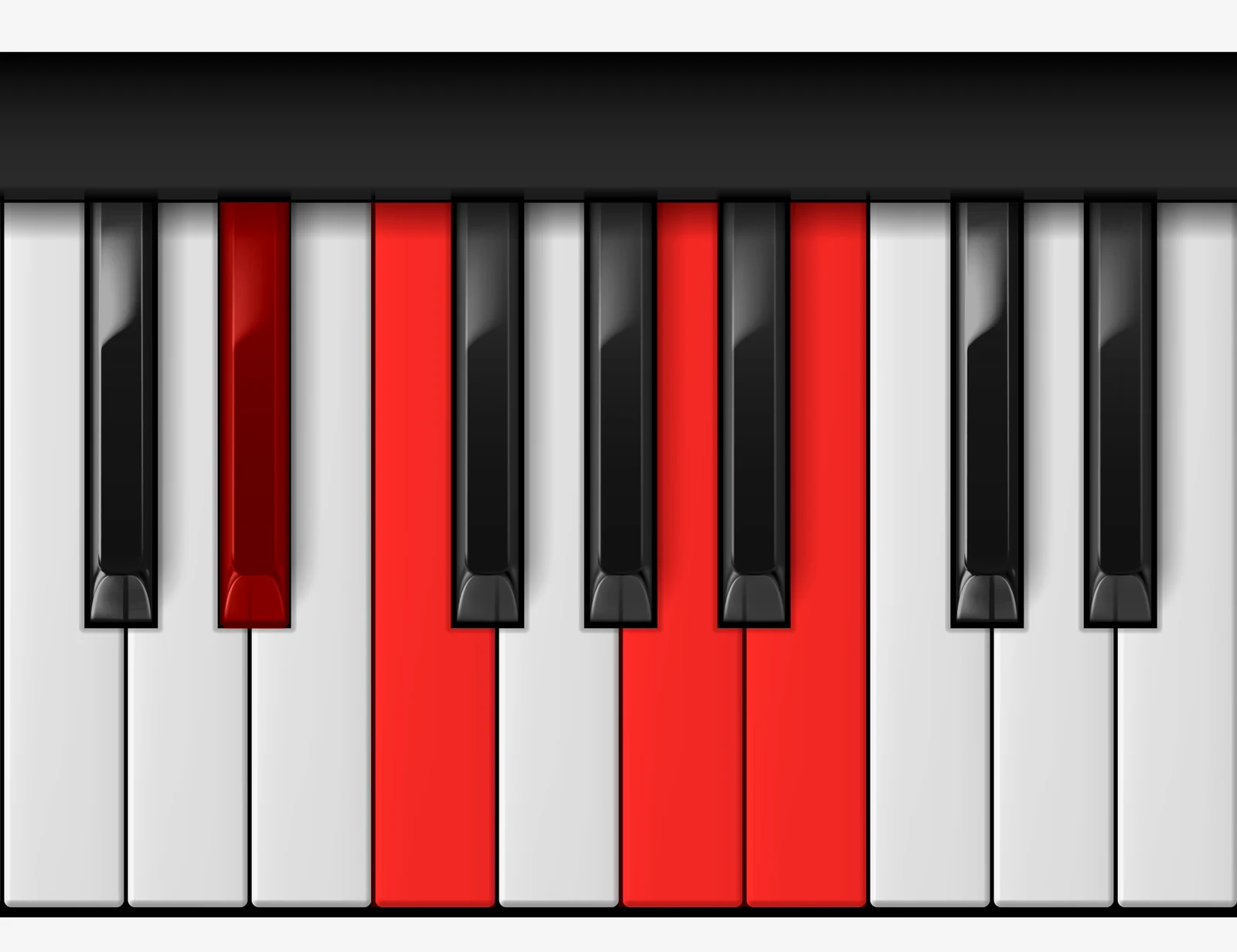 B 7♭5 piano chord, 1st inversion — D#, F, A, B
