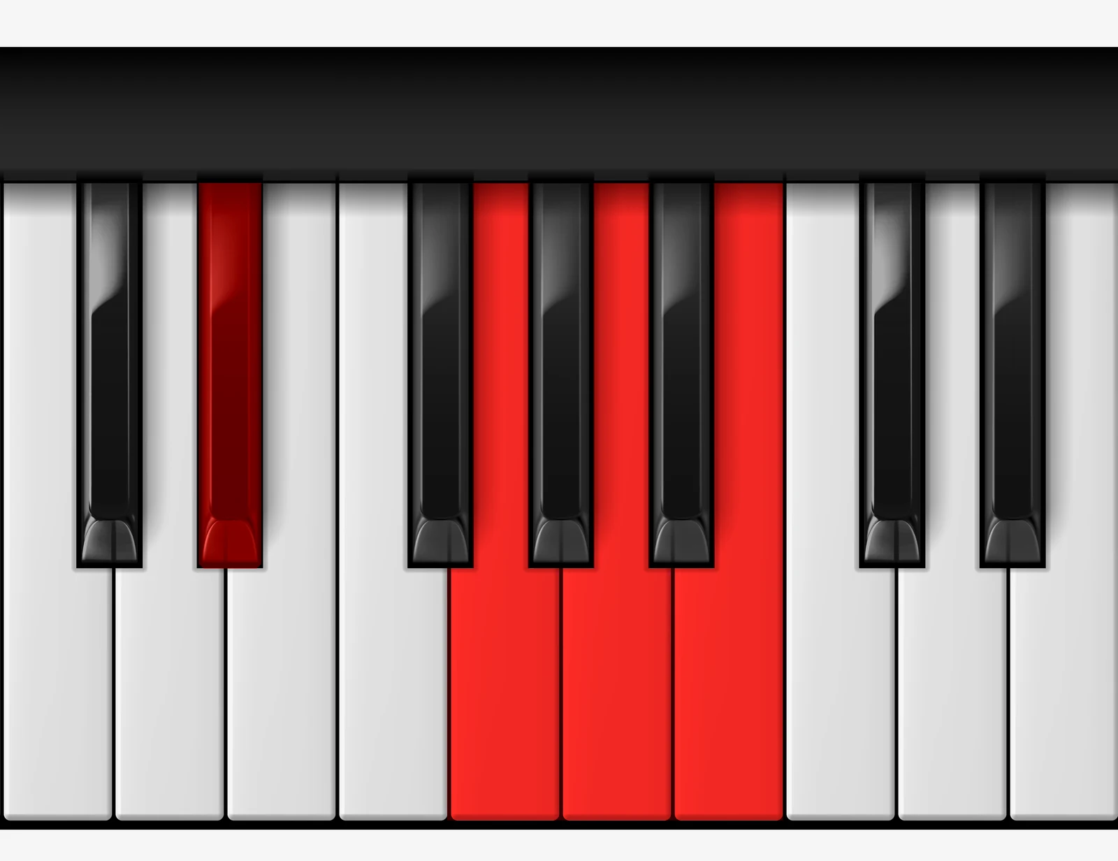 B 7♯5 piano chord, 1st inversion — D#, G, A, B