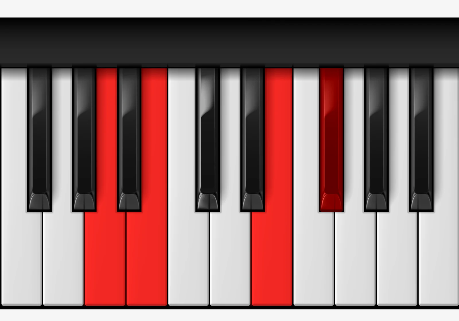 B 7sus4 piano chord, 3rd inversion — A, B, E, F#