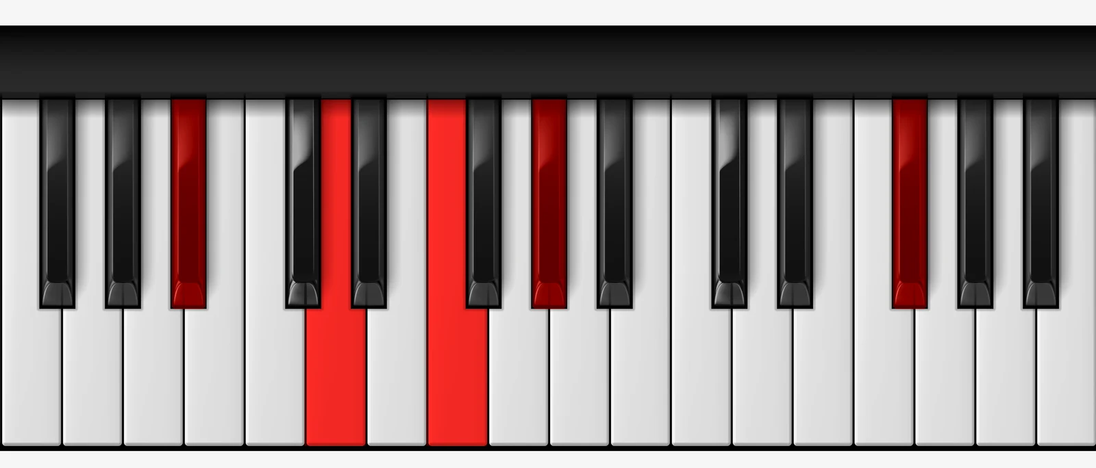 Bb 7♭13 piano chord, root position — Bb, D, F, Ab, Gb