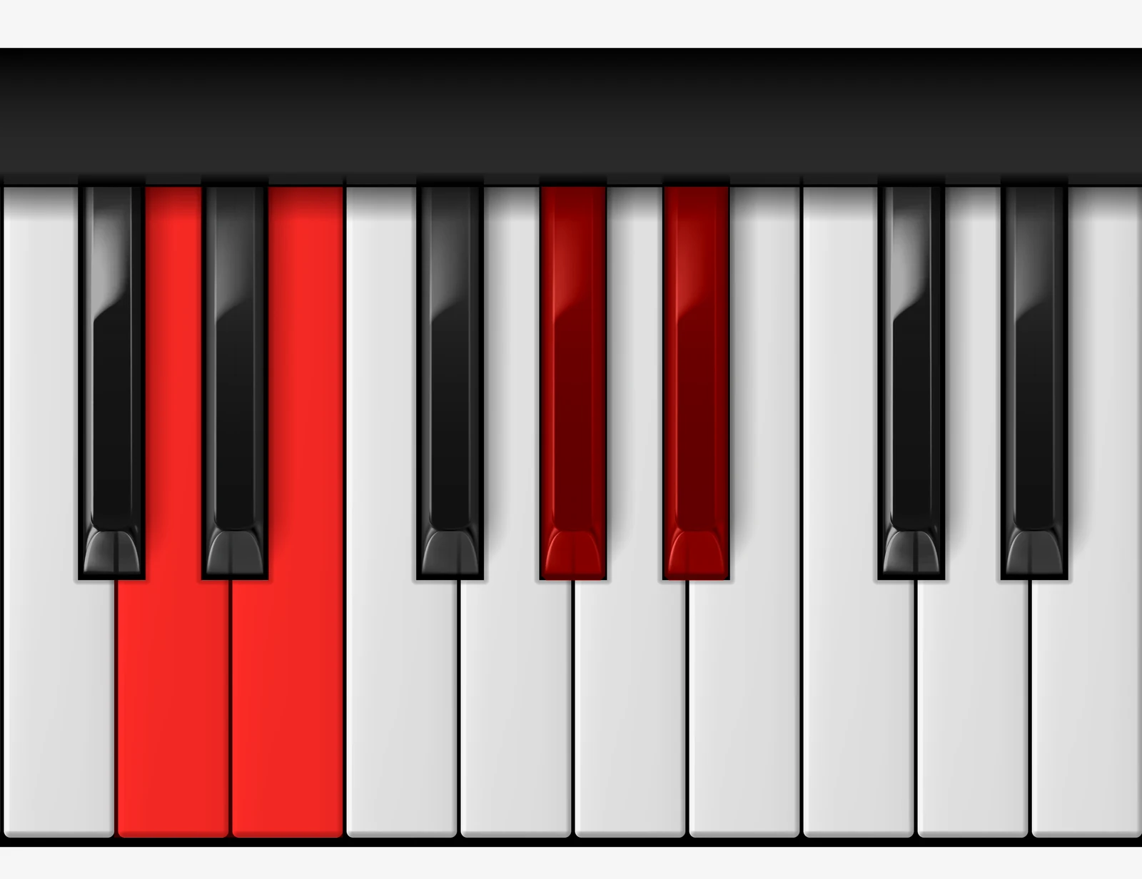 Bb 7♭5 piano chord, 1st inversion — D, E, Ab, Bb