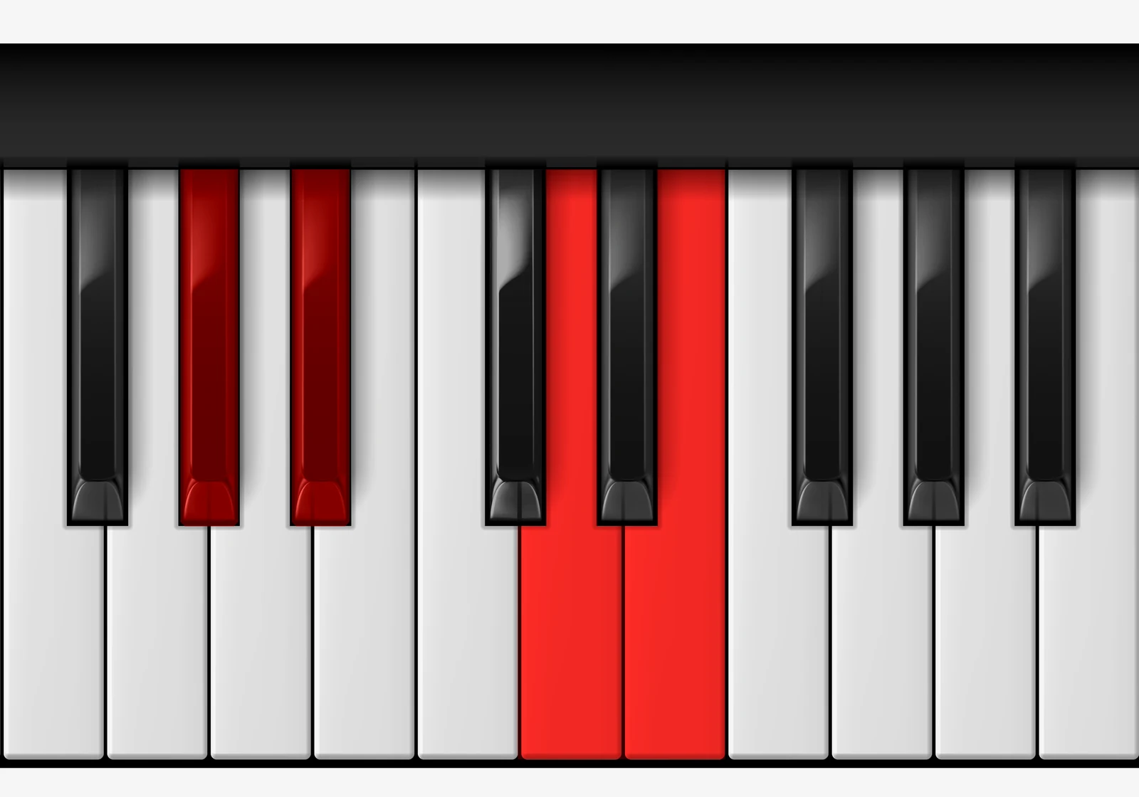 Bb 7♭5 piano chord, 3rd inversion — Ab, Bb, D, E