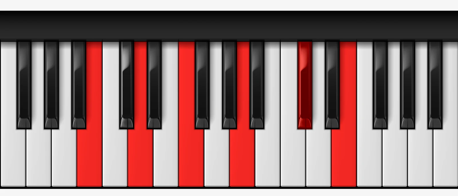 B mi11♭5 piano chord, root position — B, D, F, A, C#, E