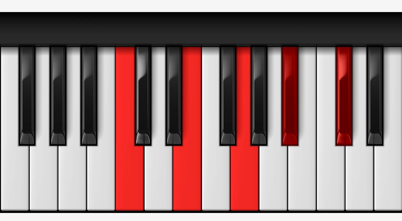 C 7♭9 piano chord, root position — C, E, G, Bb, Db