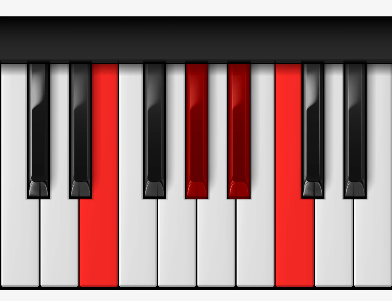 C 7♯5 piano chord, 1st inversion — E, G#, Bb, C