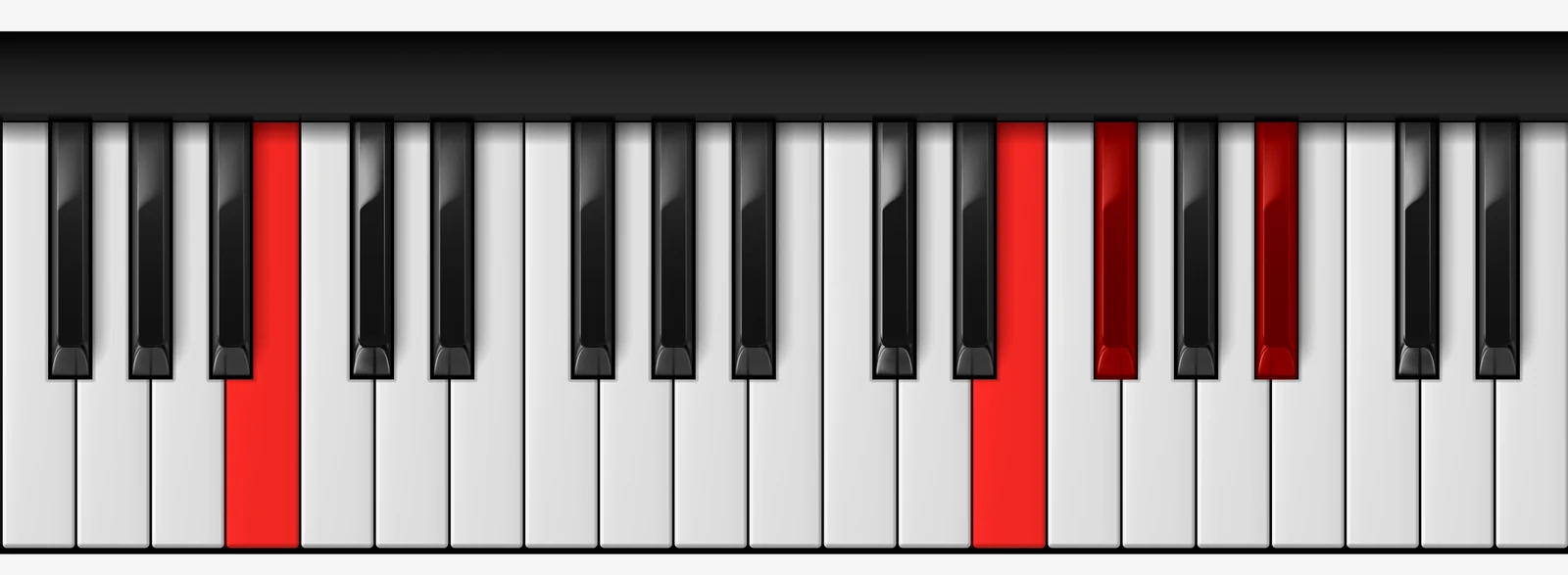 Cb 7♭5 piano chord, root position — Cb, E, Gb, Bb