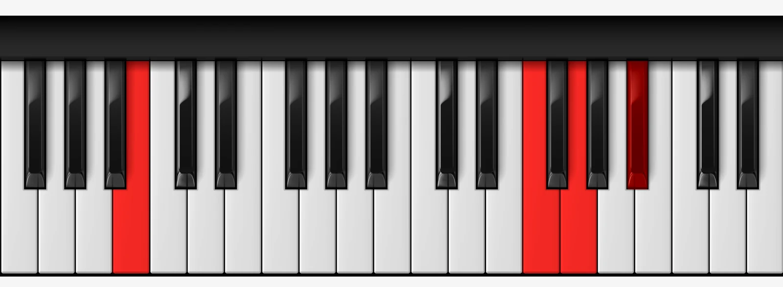 Cb 7sus4 piano chord, root position — Cb, F, G, Bb