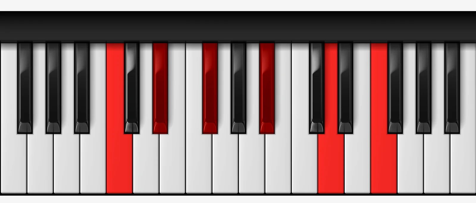 C mi11♭5 piano chord, root position — C, Eb, Gb, Bb, D, F
