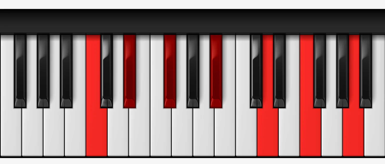 C mi13♭5 piano chord, root position — C, Eb, Gb, Bb, D, F, A