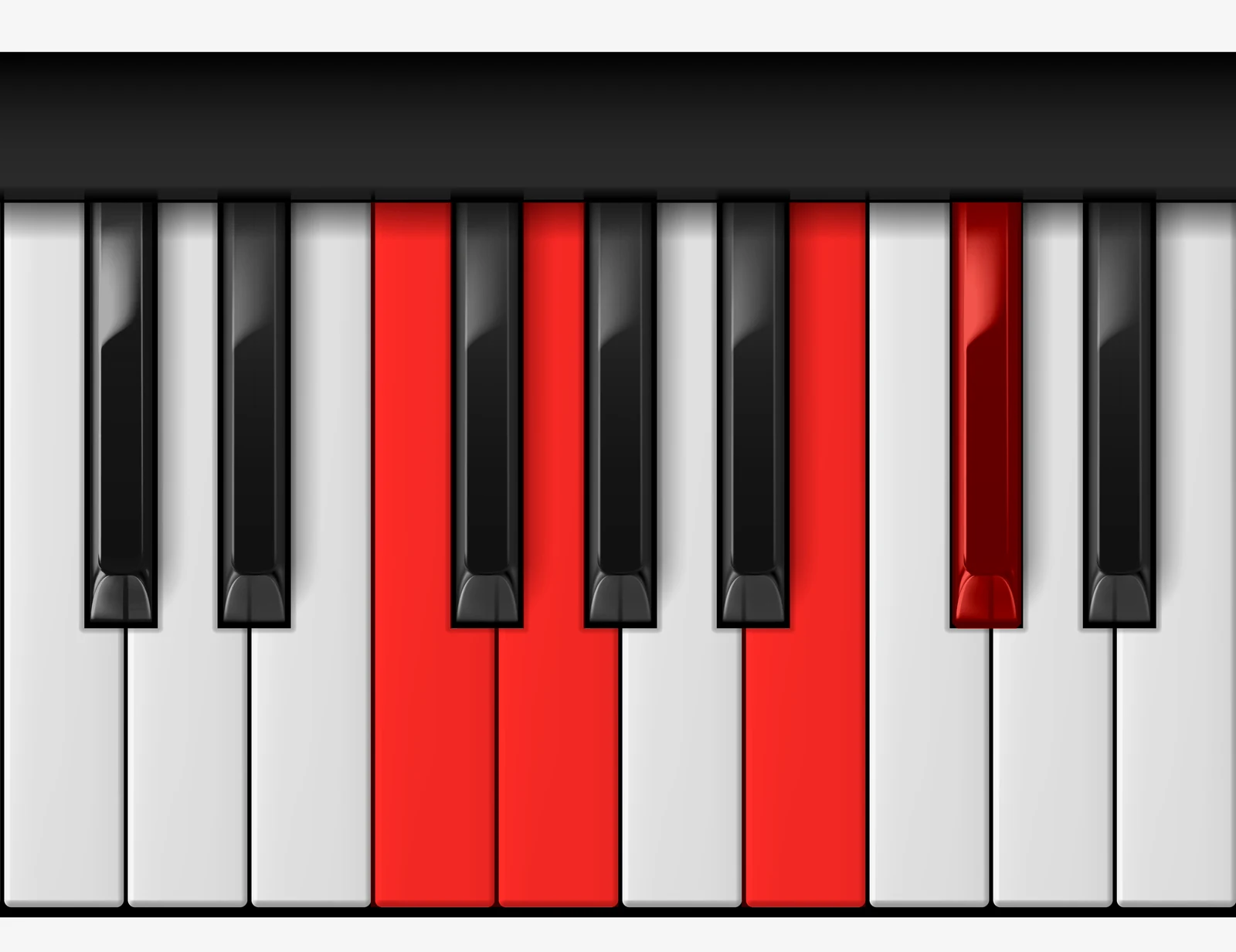 C# 7♭5 piano chord, 1st inversion — F, G, B, C#