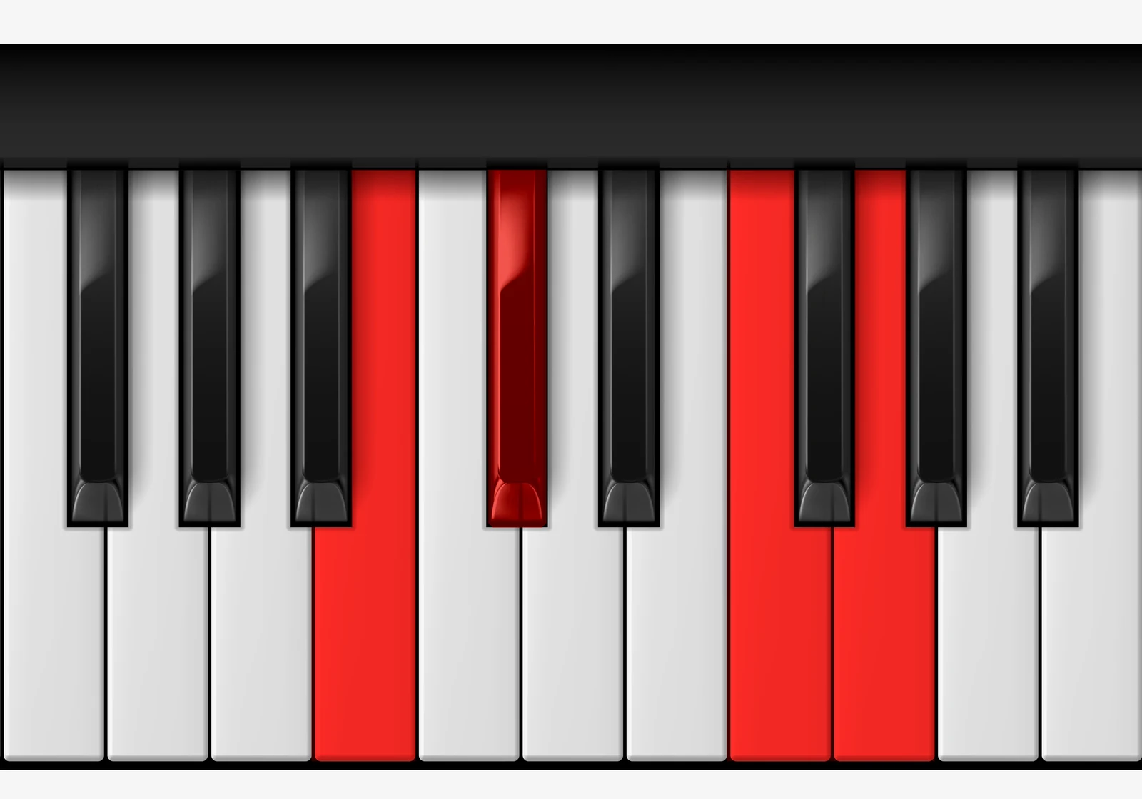 C# 7♭5 piano chord, 3rd inversion — B, C#, F, G