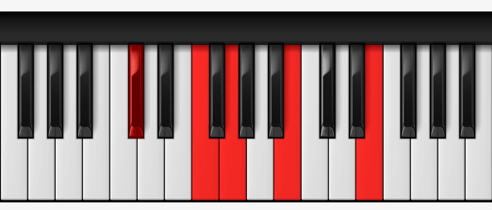 C# 7♭5♯9 piano chord, root position — C#, F, G, B, E