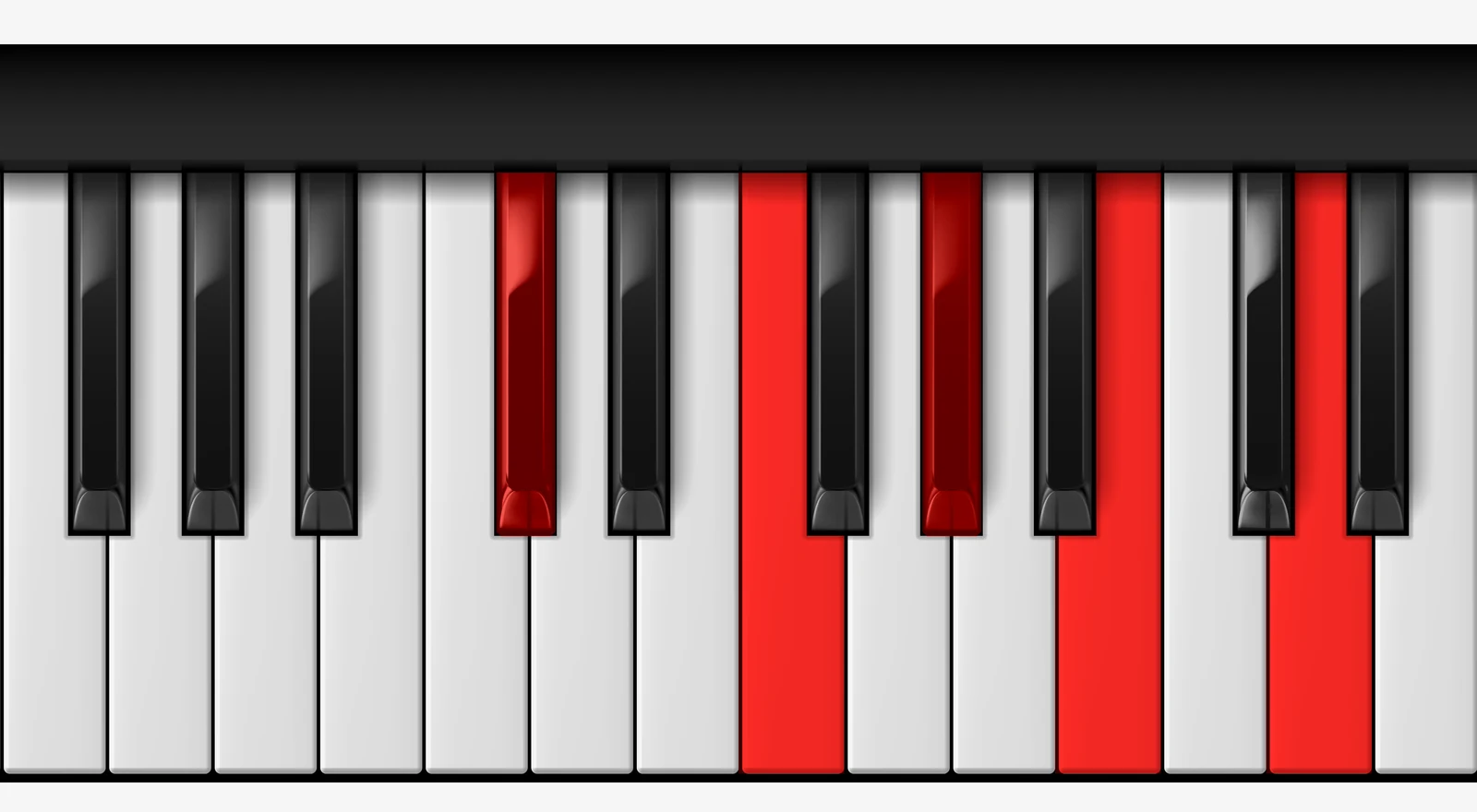 C# 7♭9 piano chord, root position — C#, F, G#, B, D
