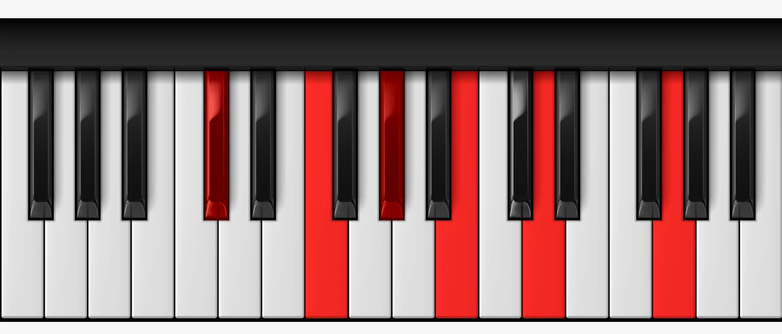 C# 7♭9♯11 piano chord, root position — C#, F, G#, B, D, G