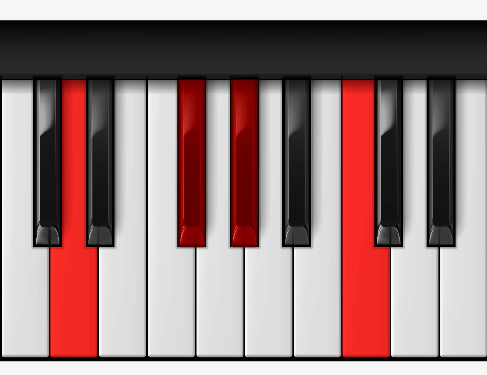 D 7♭5 piano chord, root position — D, F#, Ab, C