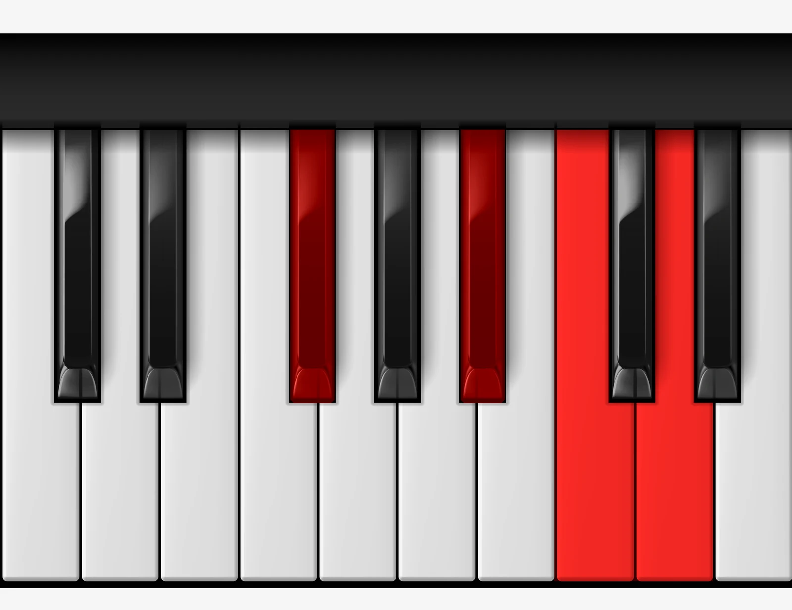 D 7♯5 piano chord, 1st inversion — F#, A#, C, D