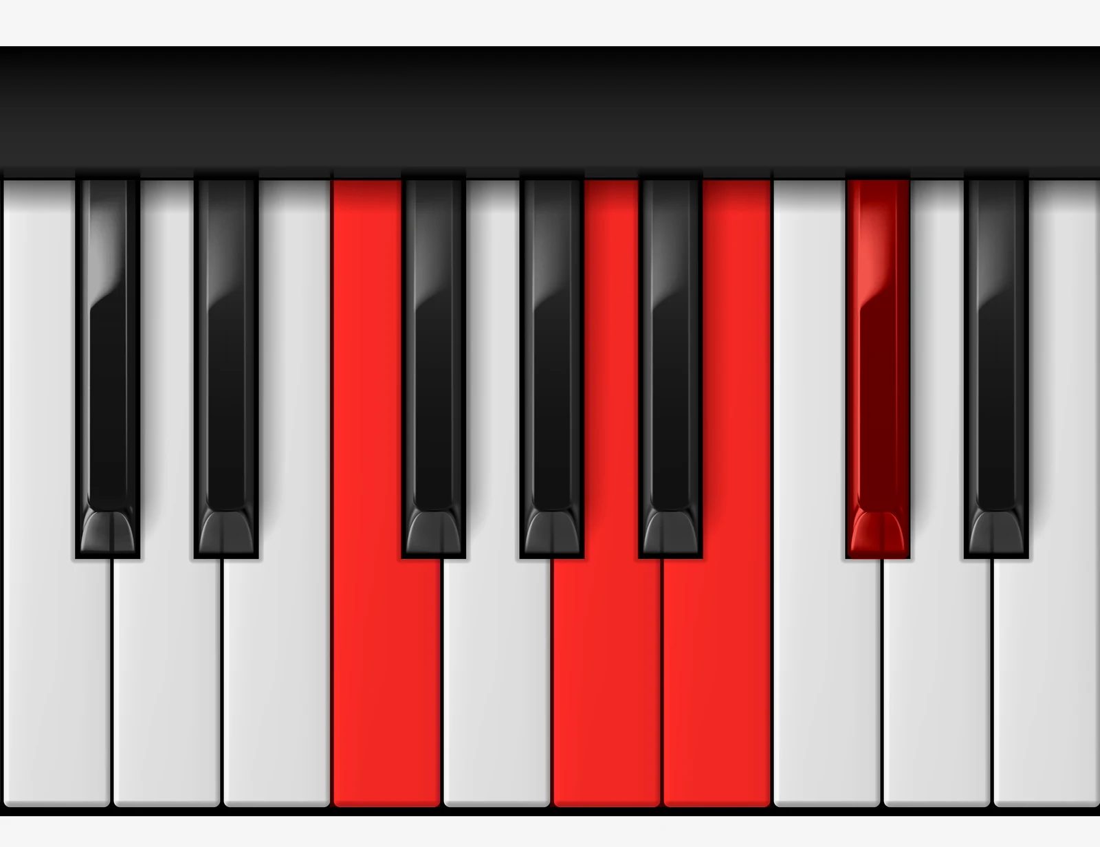 Db 7♯5 piano chord, 1st inversion — F, A, B, Db