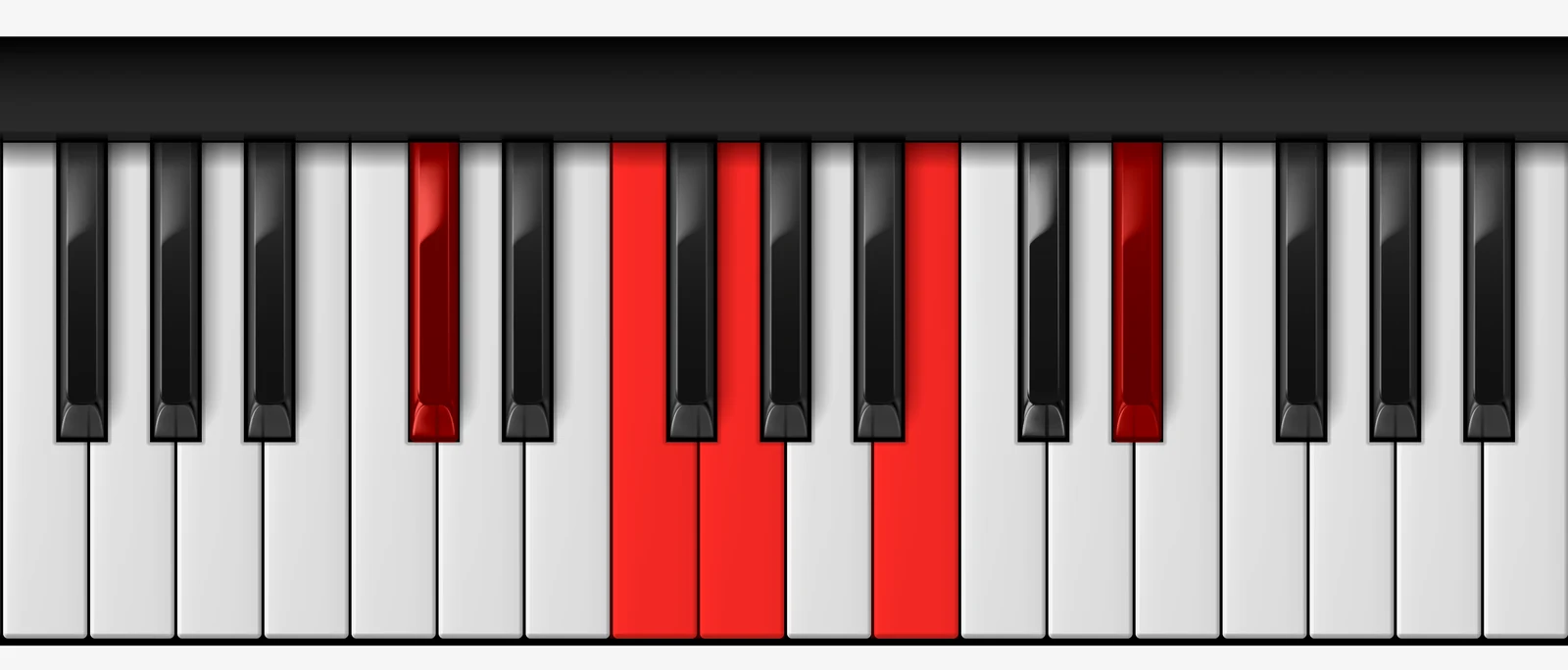 Db 9♭5 piano chord, root position — Db, F, G, B, Eb