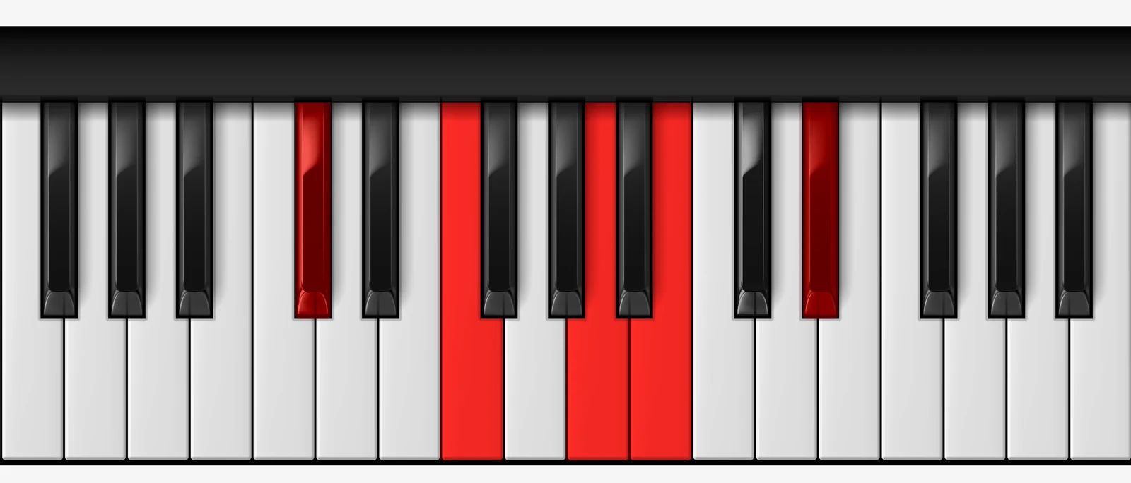 Db 9♯5 piano chord, root position — Db, F, A, B, Eb