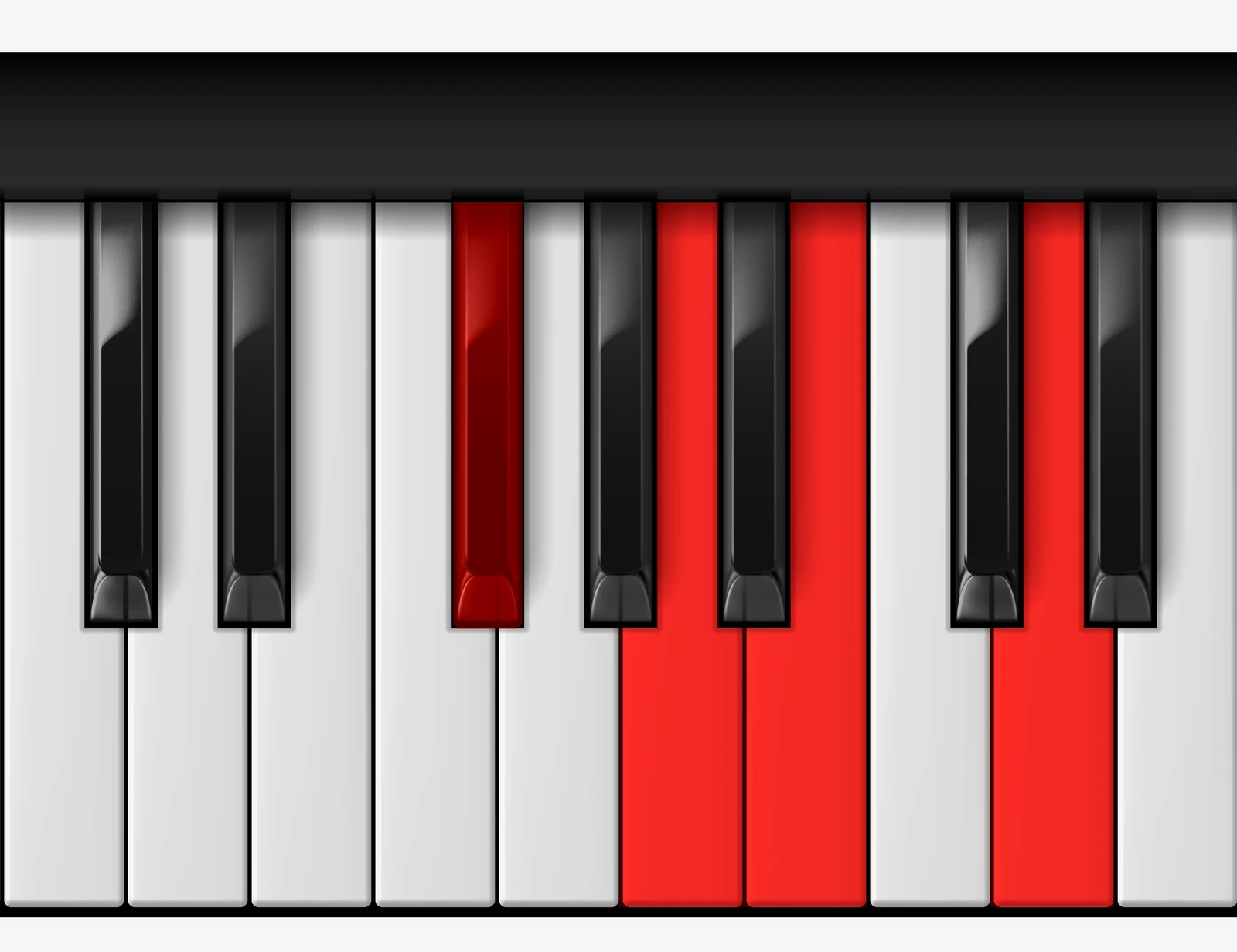 D Major 6 piano chord, 1st inversion — F#, A, B, D