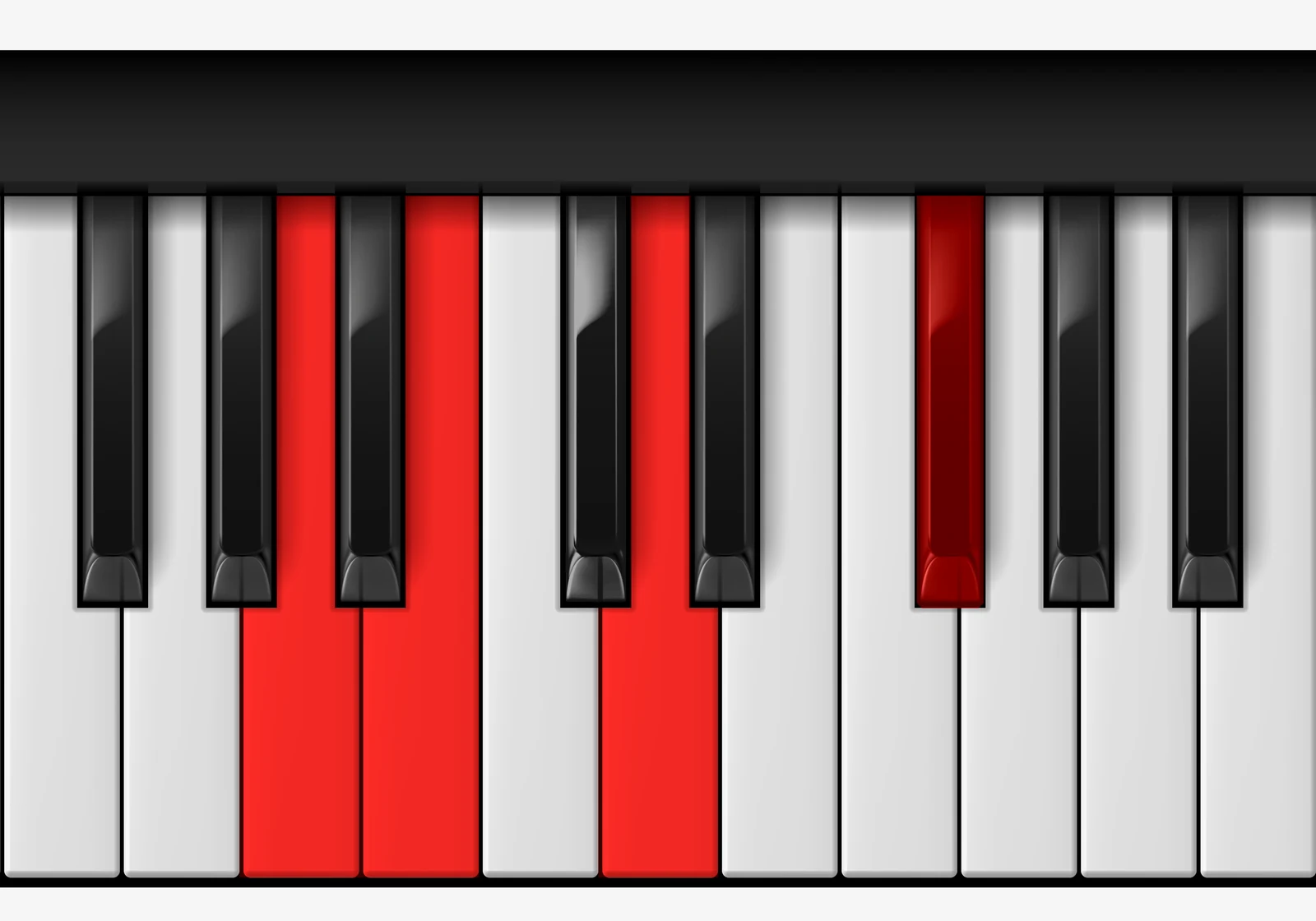 D Major 6 piano chord, 2nd inversion — A, B, D, F#