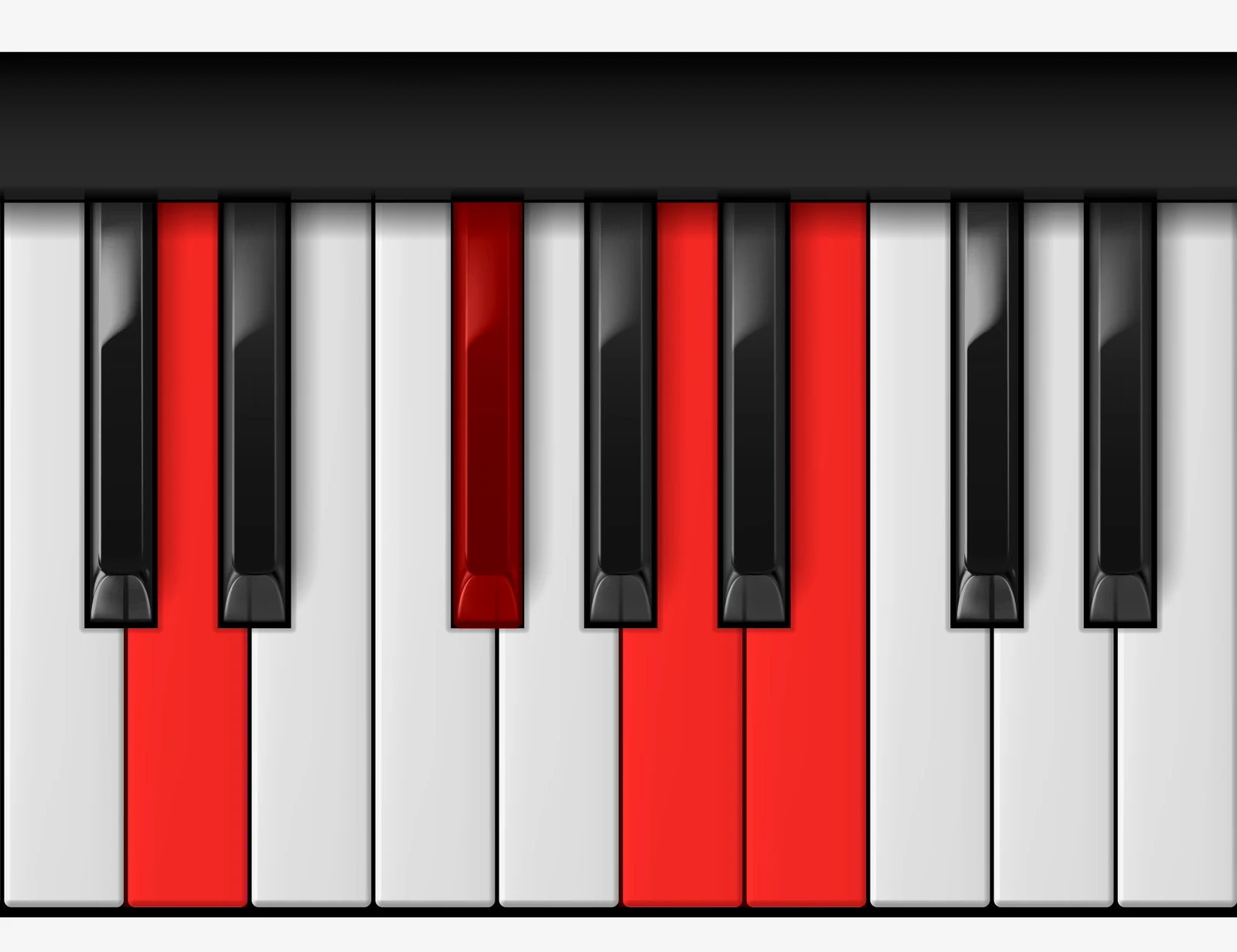 D Major 6 piano chord, root position — D, F#, A, B