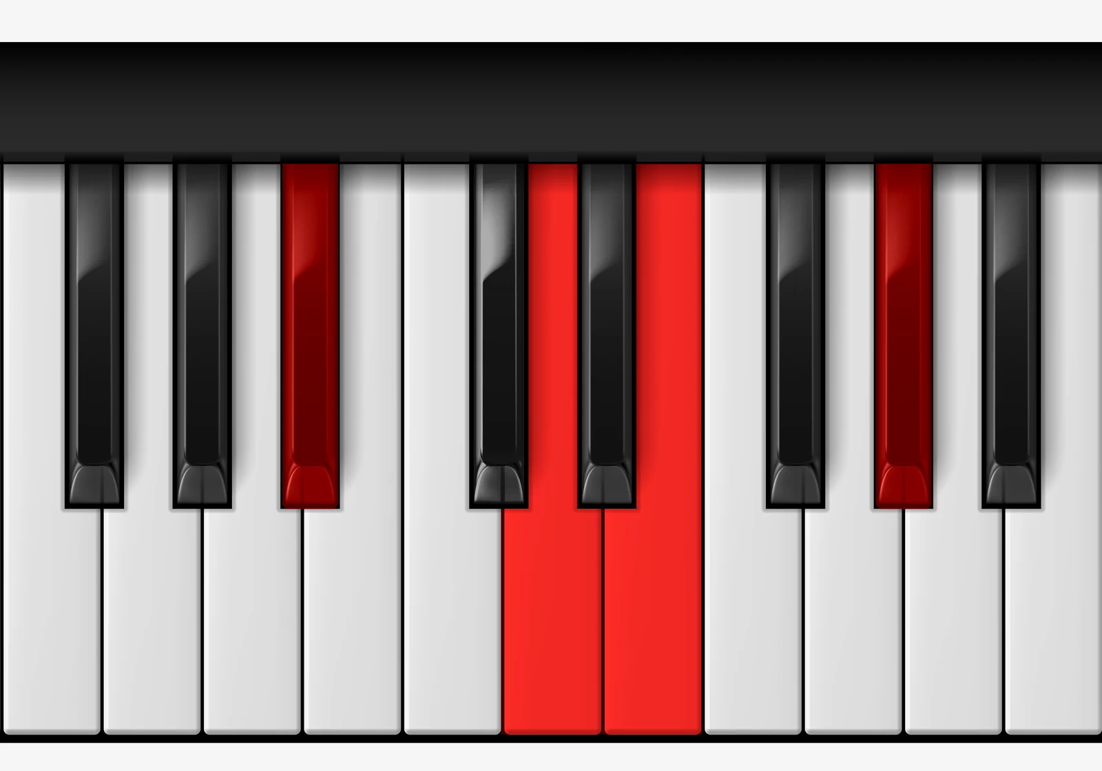 E 7♭5 piano chord, 2nd inversion — Bb, D, E, G#