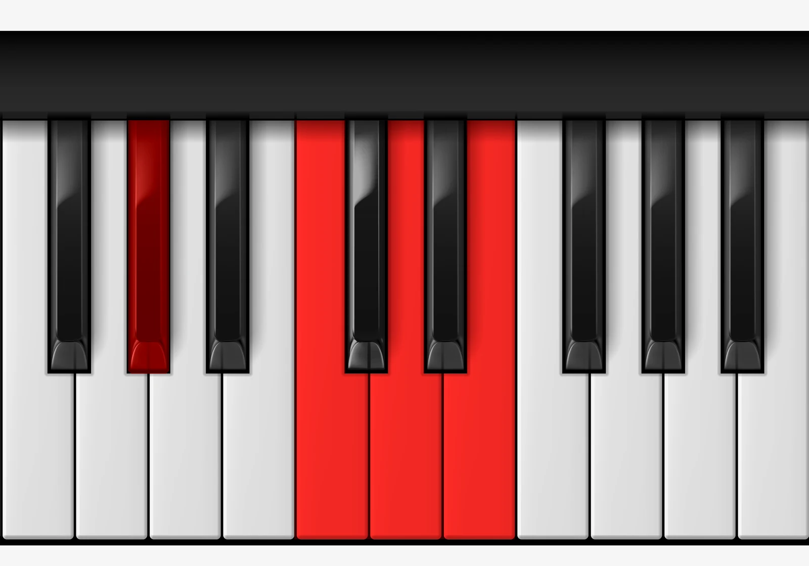 E 7♯5 piano chord, 1st inversion — G#, C, D, E
