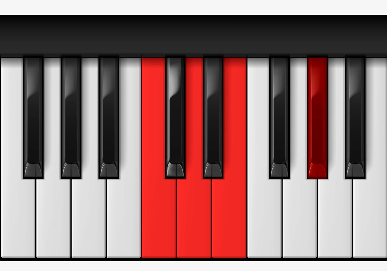 E 7♯5 piano chord, 2nd inversion — C, D, E, G#
