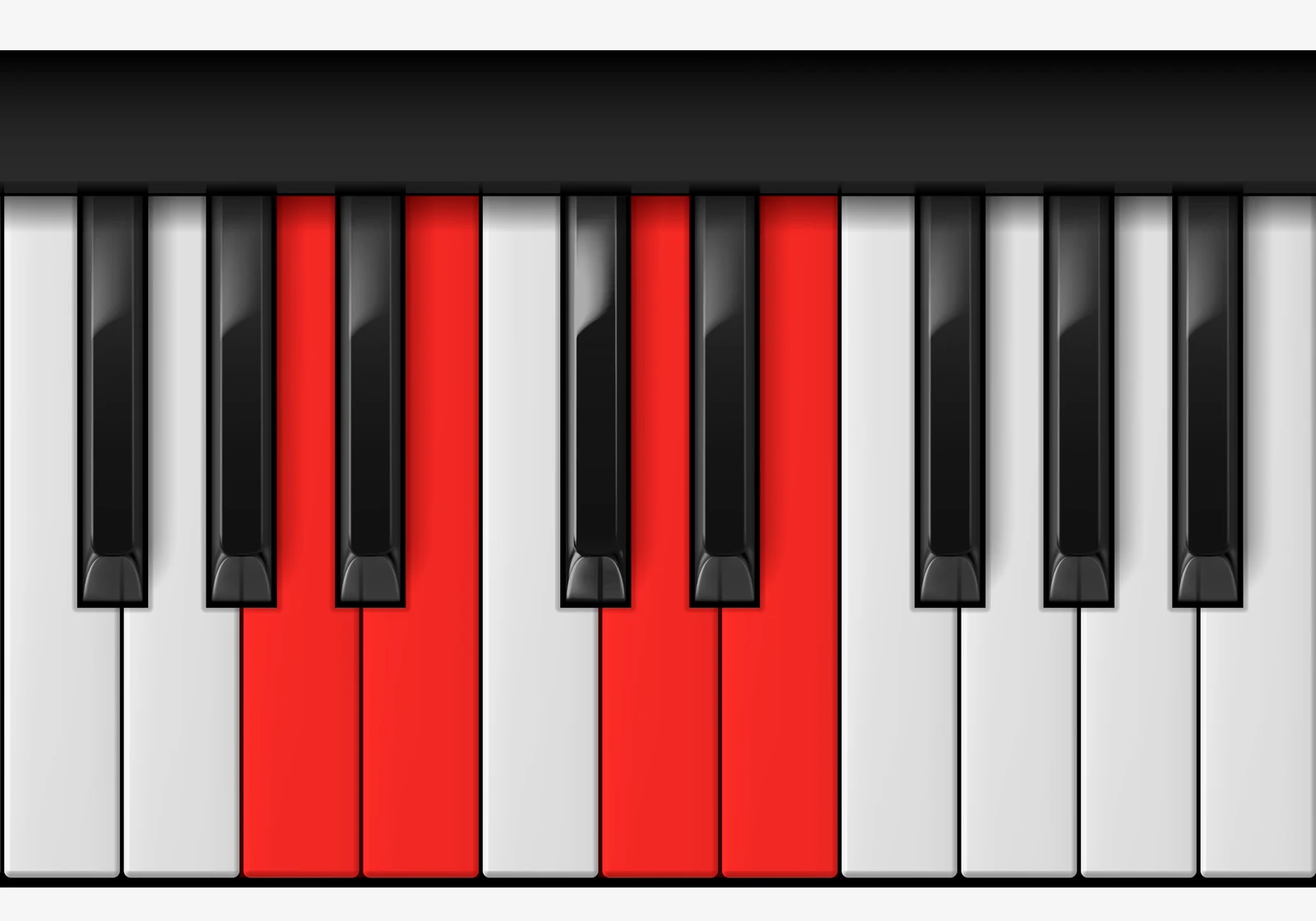 E 7sus4 piano chord, 1st inversion — A, B, D, E