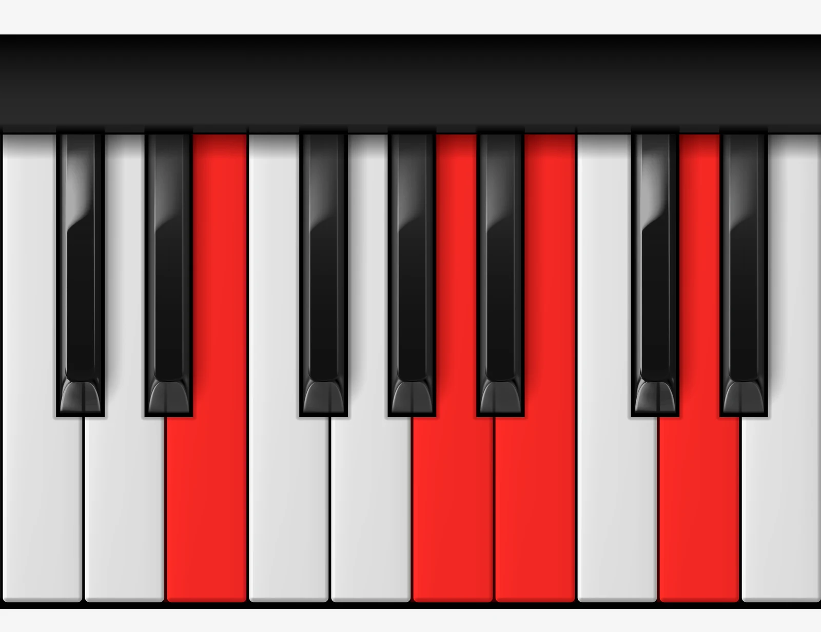 E 7sus4 piano chord, root position — E, A, B, D