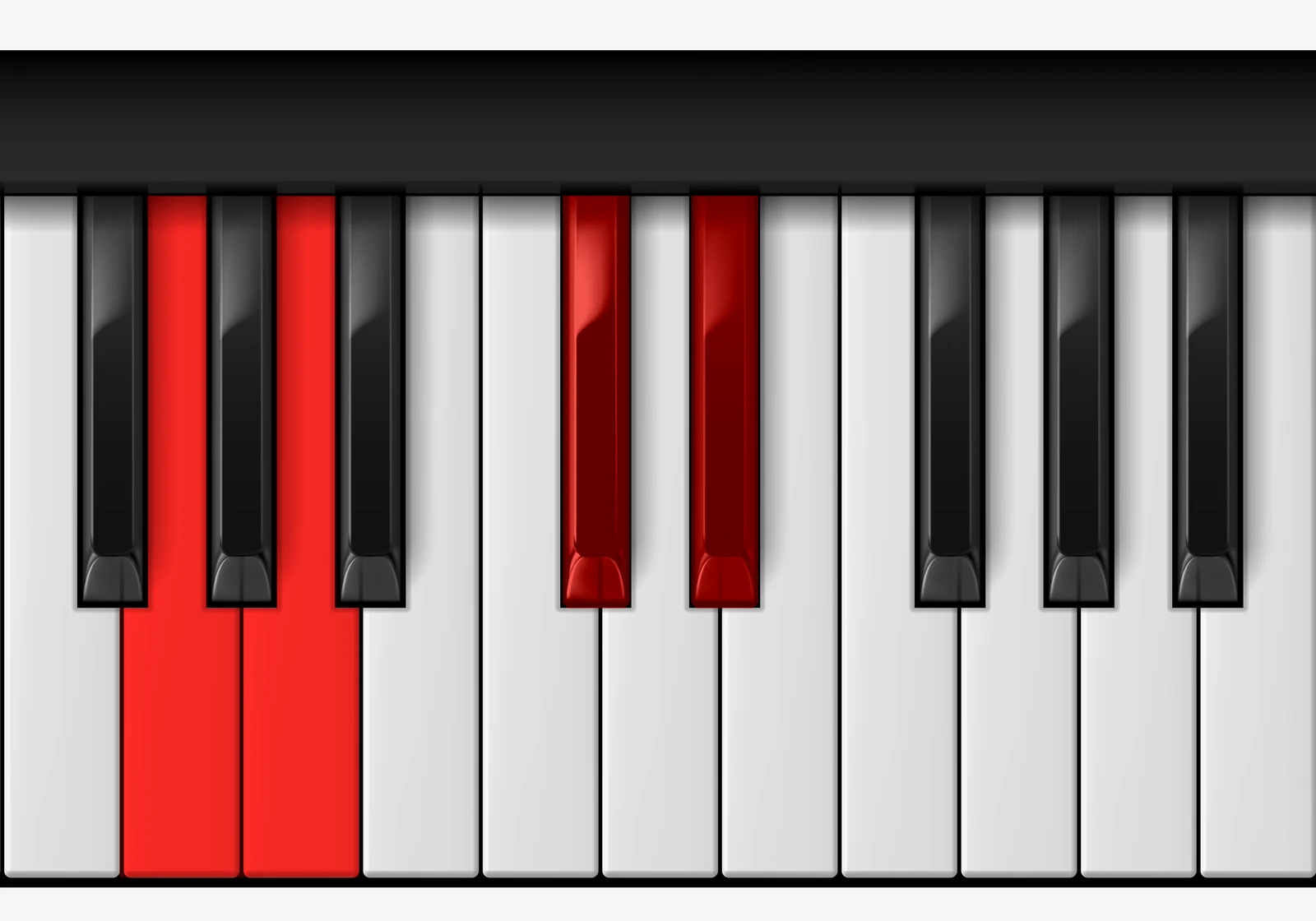Eb 7♭5 piano chord, 1st inversion — G, A, Db, Eb