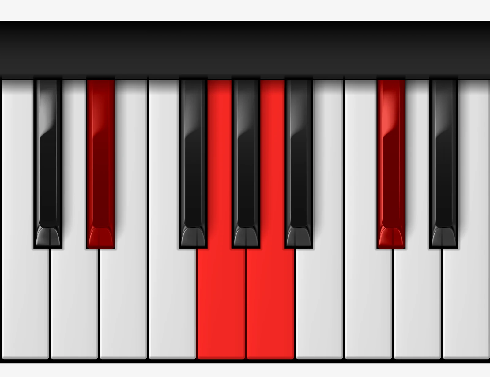Eb 7♭5 piano chord, root position — Eb, G, A, Db
