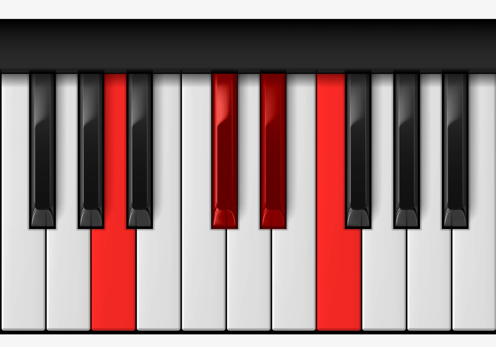 F 7♯5 piano chord, 1st inversion — A, C#, Eb, F