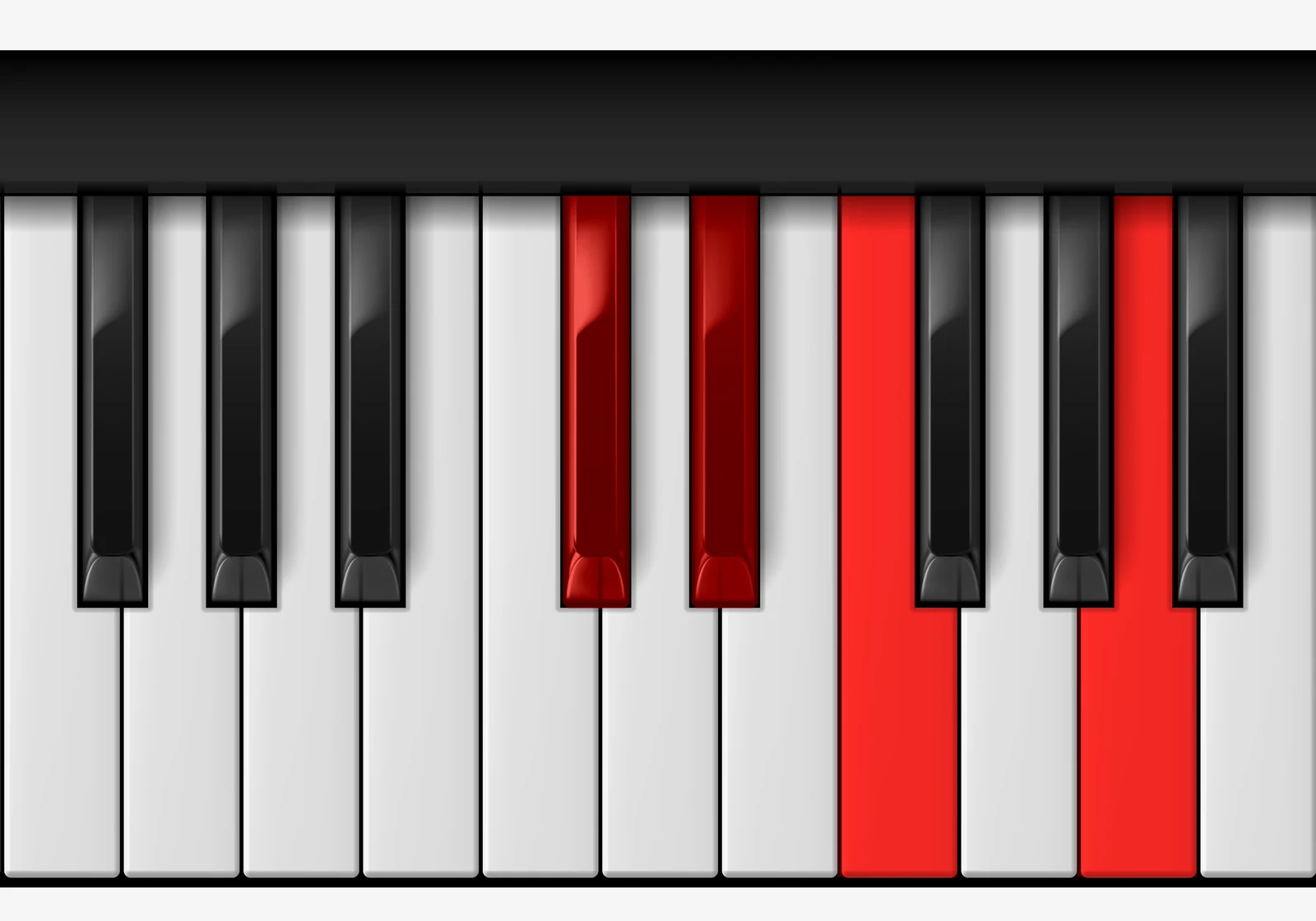 F 7♯5 piano chord, 2nd inversion — C#, Eb, F, A