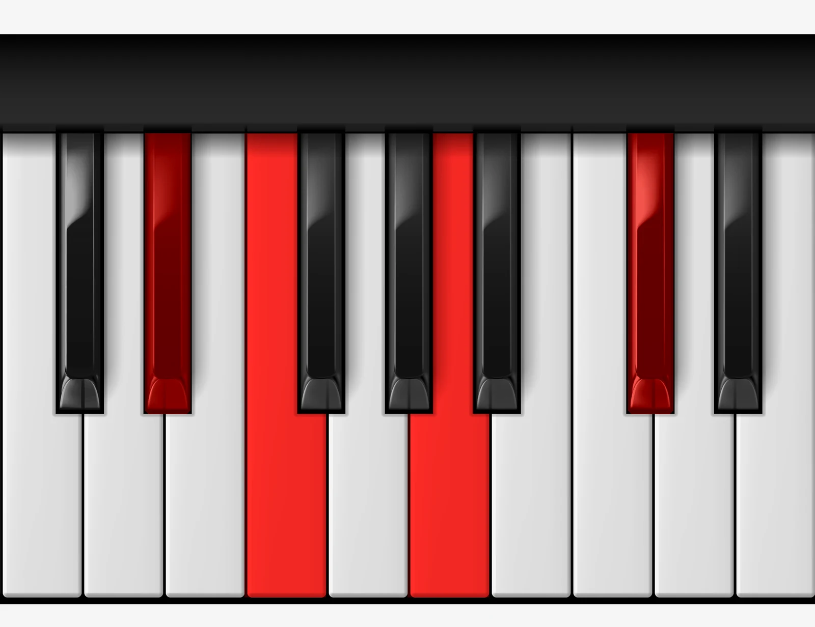 F 7♯5 piano chord, 3rd inversion — Eb, F, A, C#