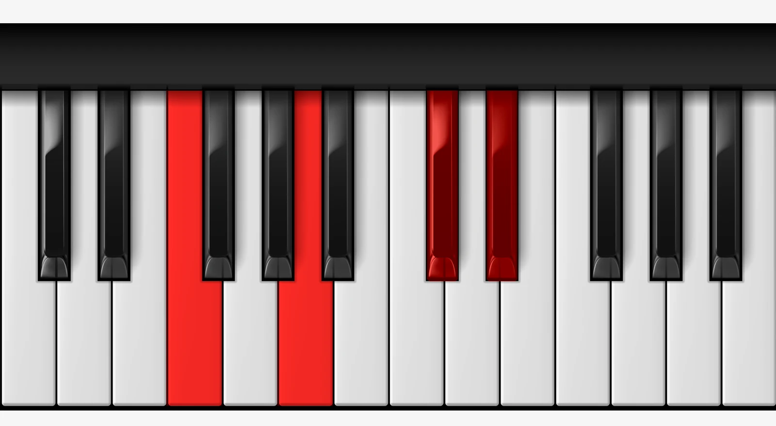 F 7♯5 piano chord, root position — F, A, C#, Eb