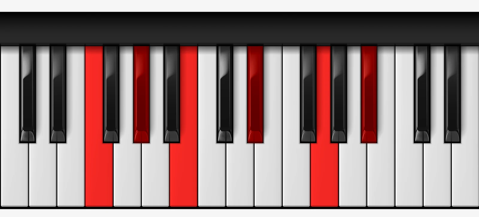 F mi11♭5 piano chord, root position — F, Ab, B, Eb, G, Bb