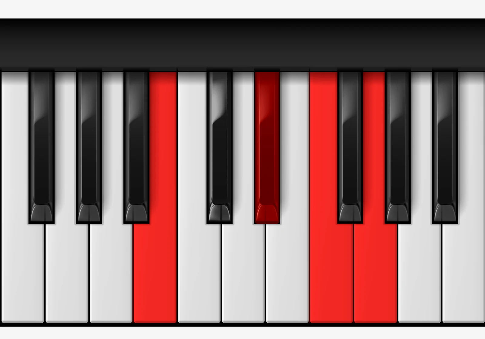 G 7♯5 piano chord, 1st inversion — B, D#, F, G