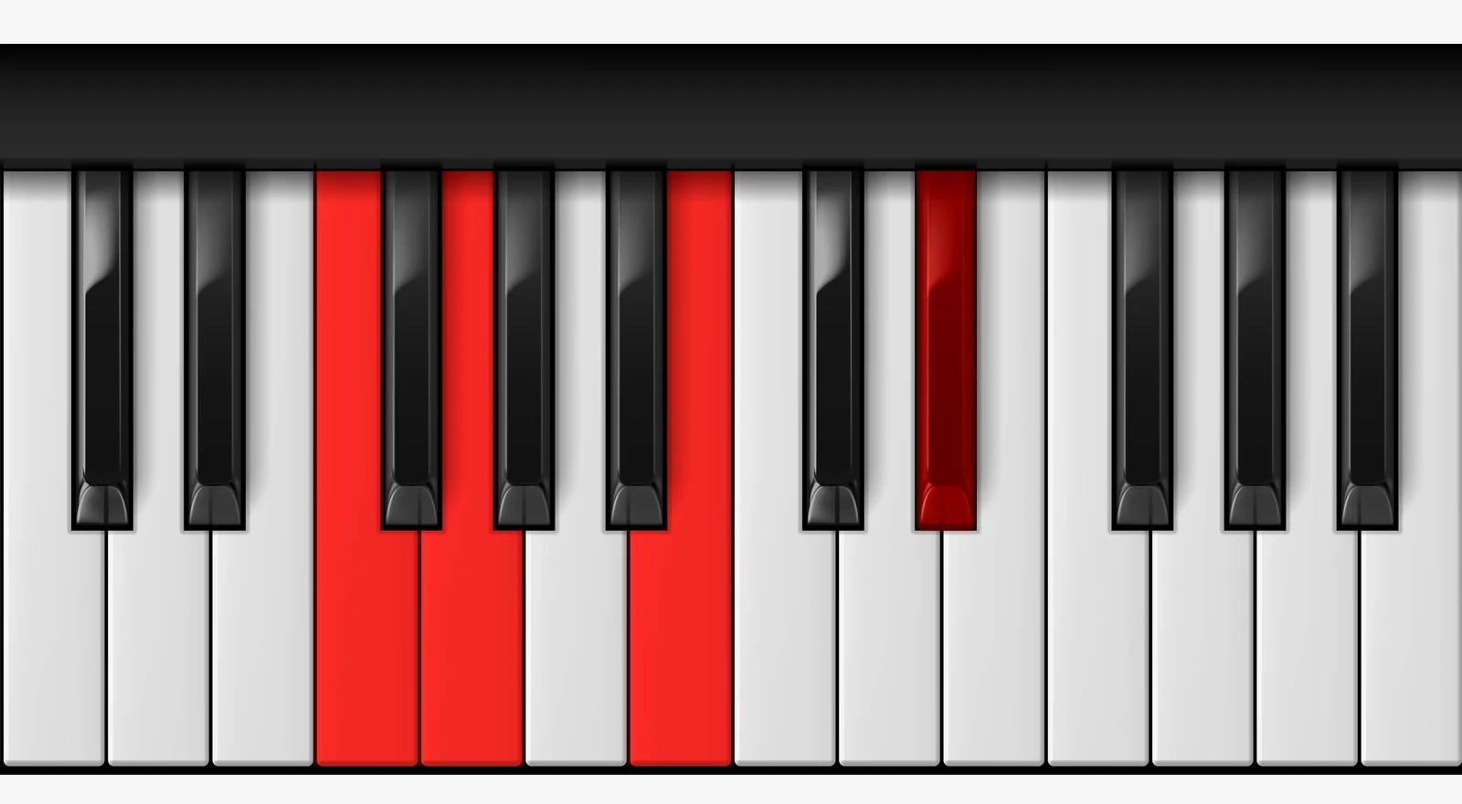 G 7♯5 piano chord, 3rd inversion — F, G, B, D#