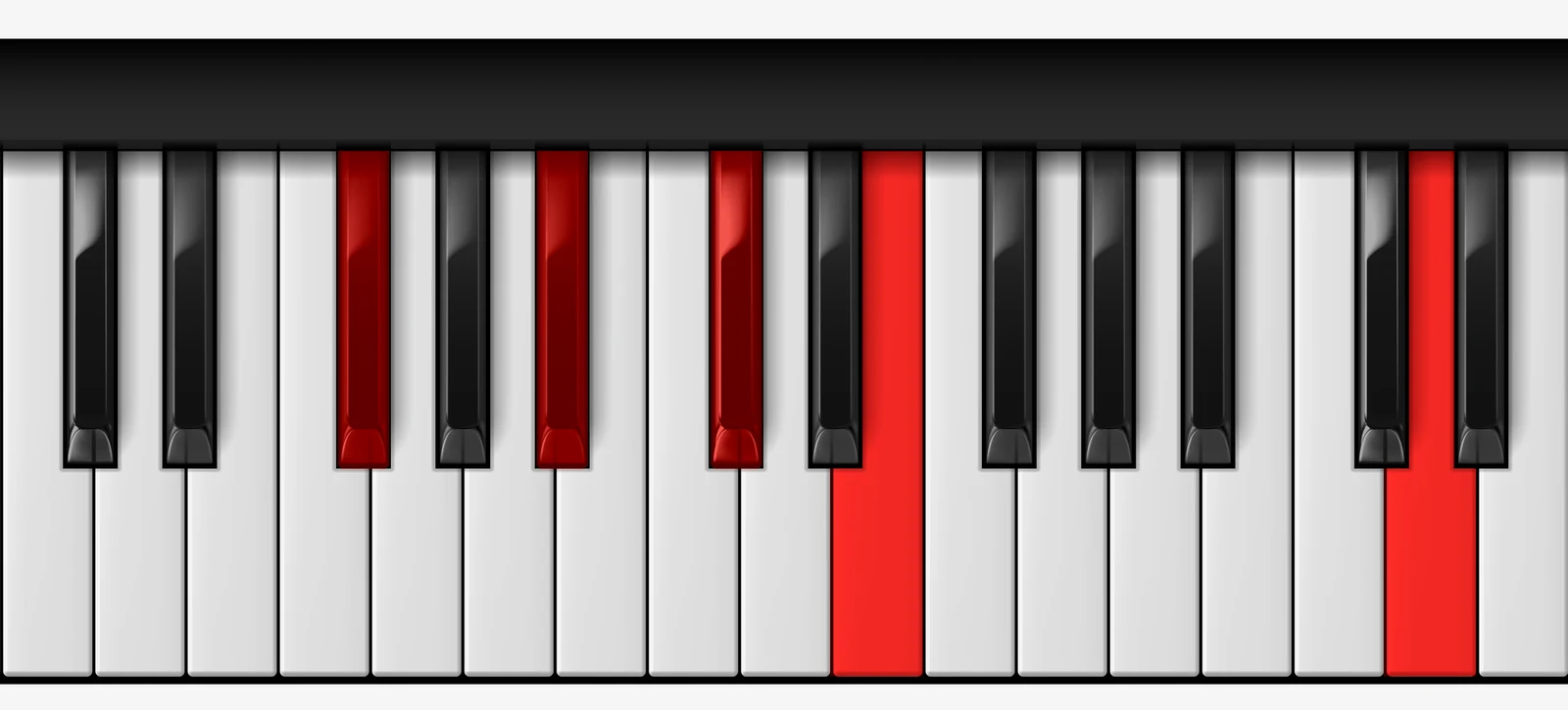 Gb 7♭13 piano chord, root position — Gb, Bb, Db, E, D