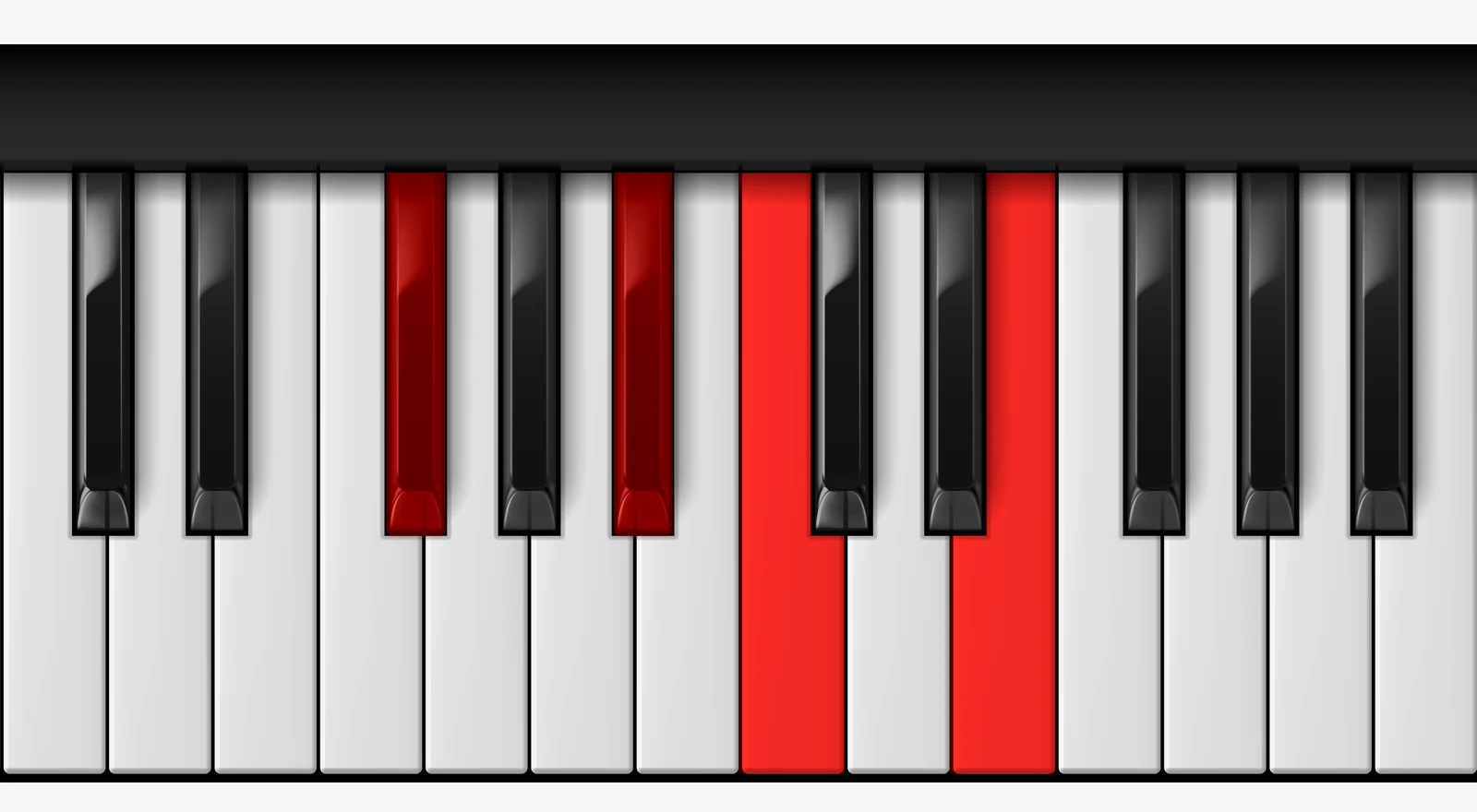 Gb 7♭5 piano chord, root position — Gb, Bb, C, E