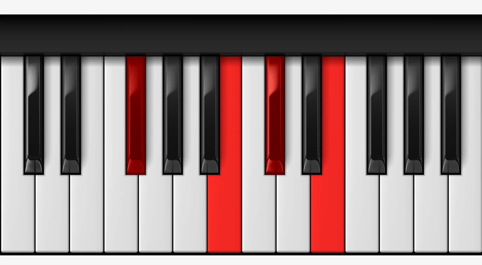 Gb 7sus4 piano chord, root position — Gb, B, Db, E