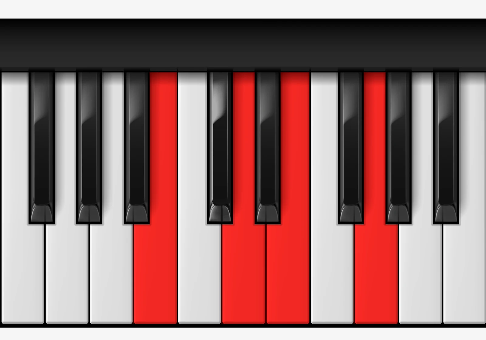 G Major 6 piano chord, 1st inversion — B, D, E, G